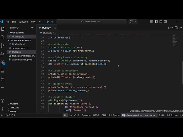 Student Prediction System, python code , machine learning 