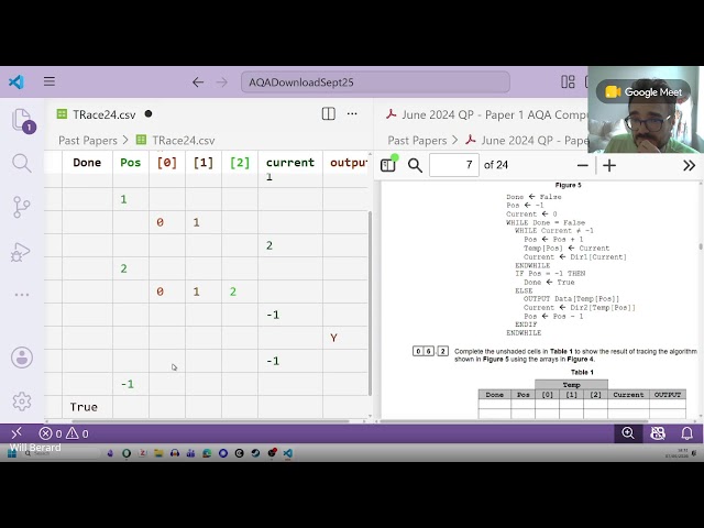 AQA CS Paper 1 Live Class - BTree trace table