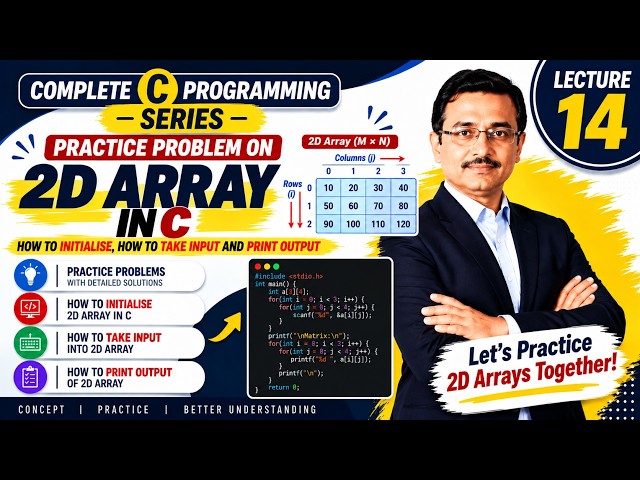 Solve 2D Array Problems in C: Complete Practical Guide | Lecture 14