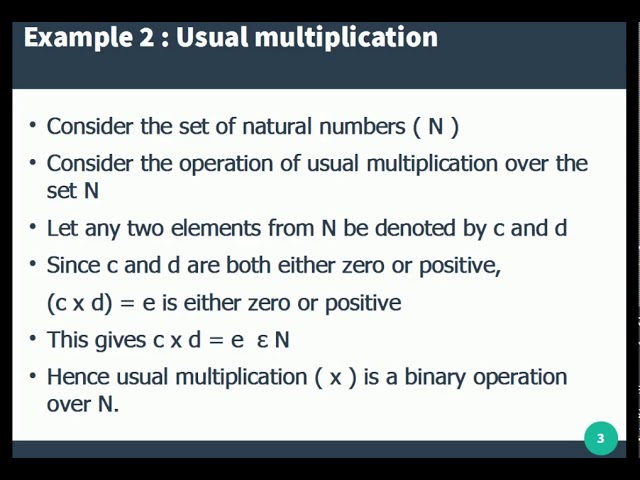 BINARY OPERATION AND THE CLOSURE PROPERTY