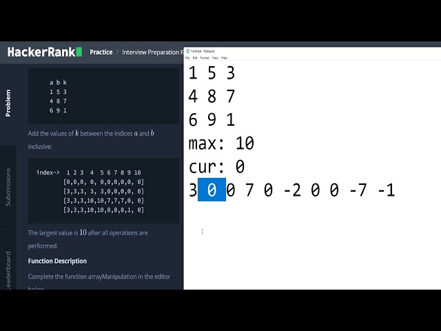 HackerRank Interview Prep - Problem 9: Array Manipulation