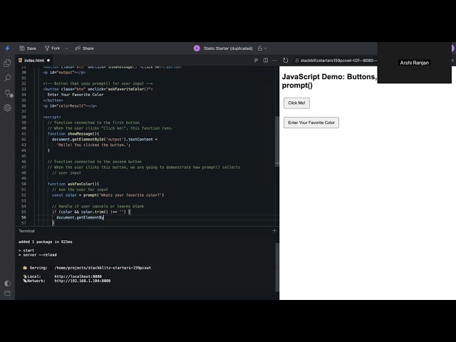 Python 3 Week 6 | prompt() Demo