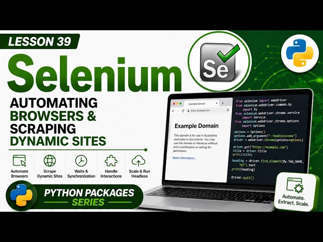 Lesson 39 - Selenium: Automating Browsers & Scraping Dynamic Sites | Python Packages Series | Uplatz