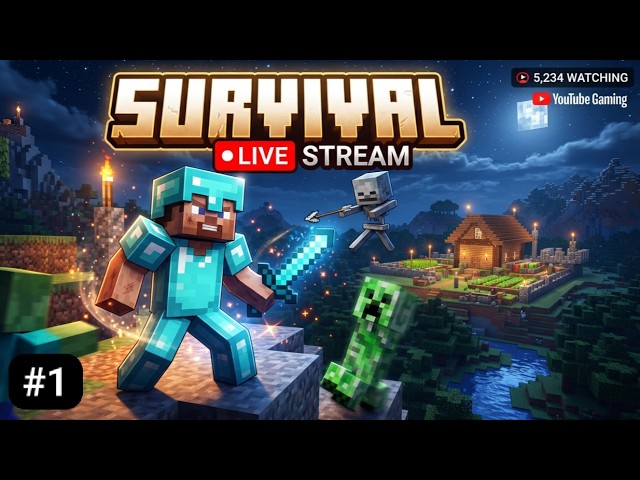 🔴 Minecraft Survival LIVE! Ep. 1 | Ultimate Base Building & Monster Fight! ⚔️🔥