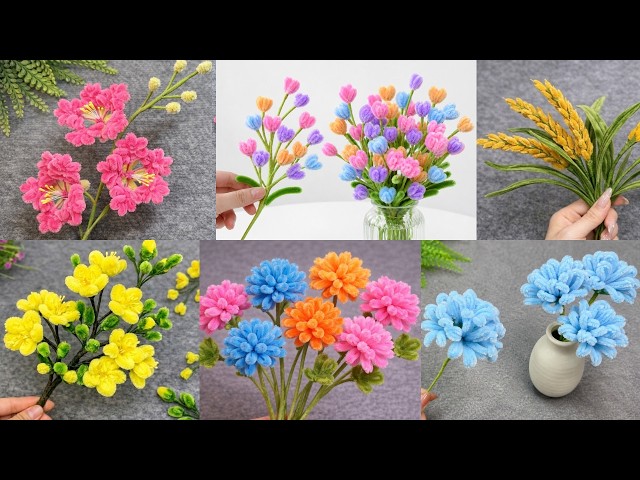 No Glue ✨ 6 Easy and Beautiful Pipe cleaner Flowers Ideas 🌸 Anyone Can Do This!