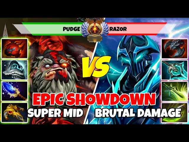 PUDGE (Mid) vs RAZOR (Carry) - Epic Battle Of Party Queue (5-stack) Dota 2 Players - Z Dota 2