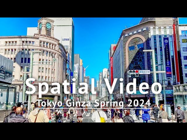 Tokyo Ginza Spring 2024 3D Spatial Video Walking Tour [Binaural Audio]