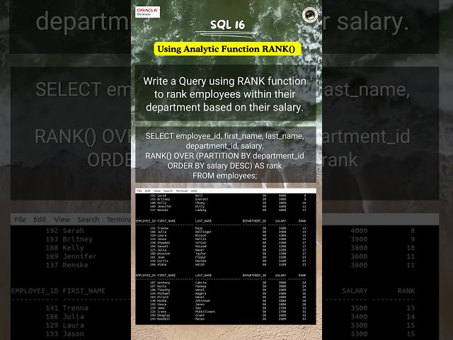 SQL16 🎓| Master SQL RANK Function for Data Analysis in Oracle!