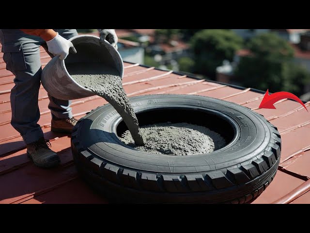 Pour cement into old tires and see the result that has amazed millions of people!