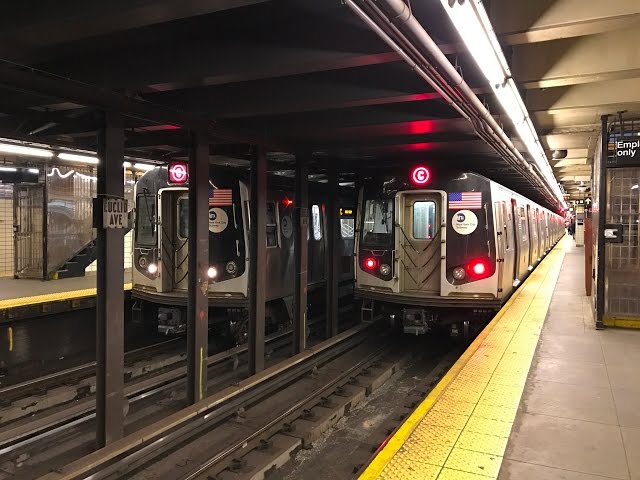 NYC Subway HD 60fps: Budd R32 & Alstom R160A C Trains Relaying on Express Tracks @ Euclid Avenue