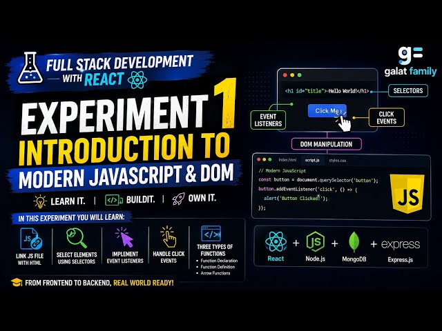 FSD Lab 2 Experiment 1: Modern JavaScript & DOM | Selectors, Events & Functions @TeamGalatFamily1 