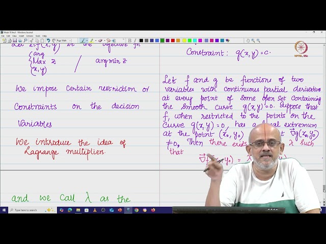 Lec 58 Constrained optimization, Lagrange Multiplier