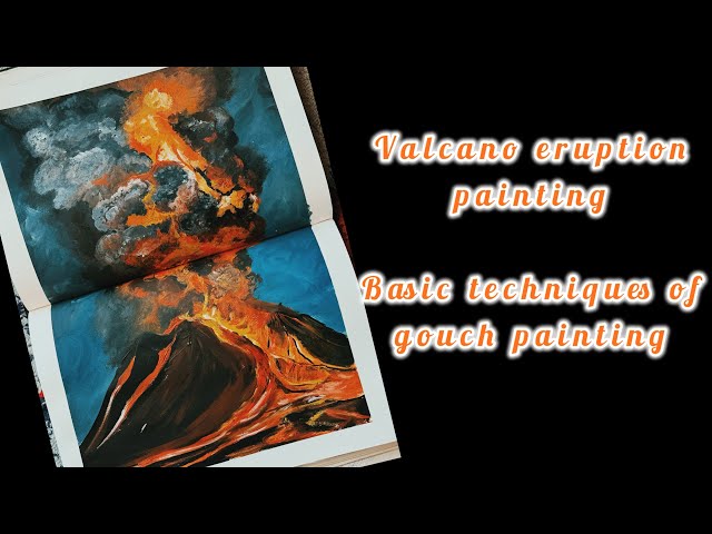 Valcano painting | Basic Gouche Painting Technique | Basic painting tutorial |#art #gouche #viral 