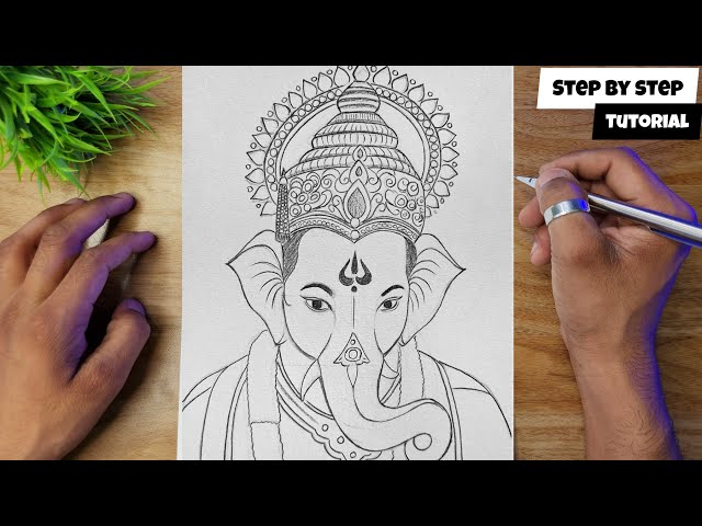 EASY Lord Ganesha Drawing Step By Step Tutorial || Ganpati Pencil Drawing @AjArts03 