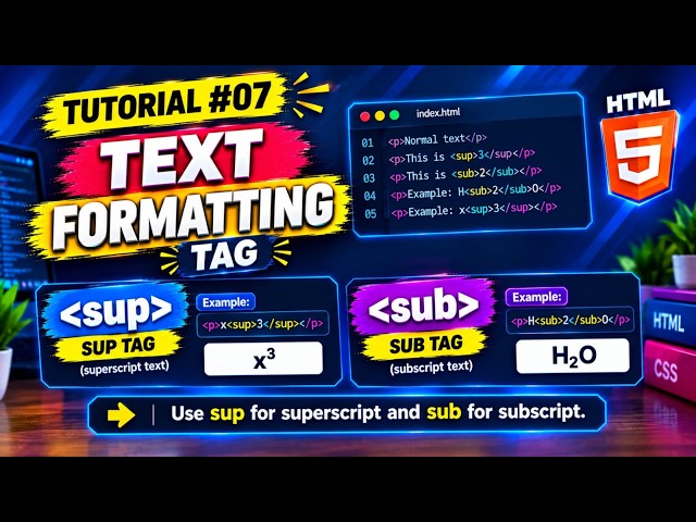 HTML Subscript & Superscript Tags | sub & sup Tag in HTML in Urdu/Hindi | #webseries