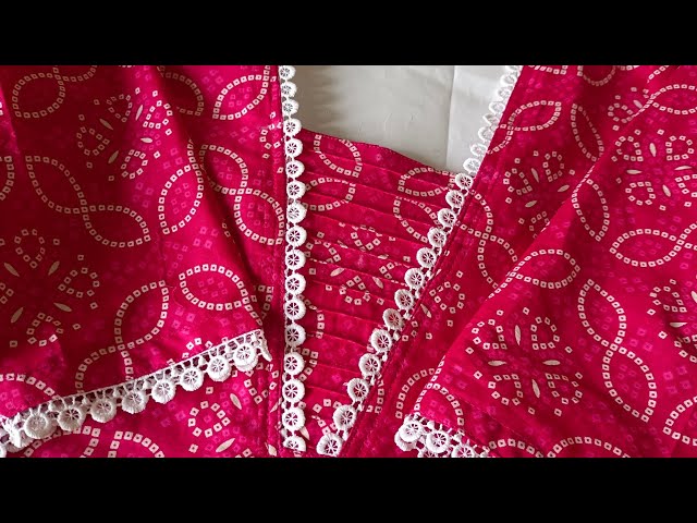 Simple And Stylish Neck Design With Lace And Pintucks/Beautiful Neck Design