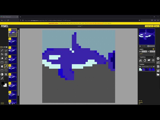 Orca edit in Piskel