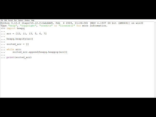 Python program : WAP in array to sort array using heap sort