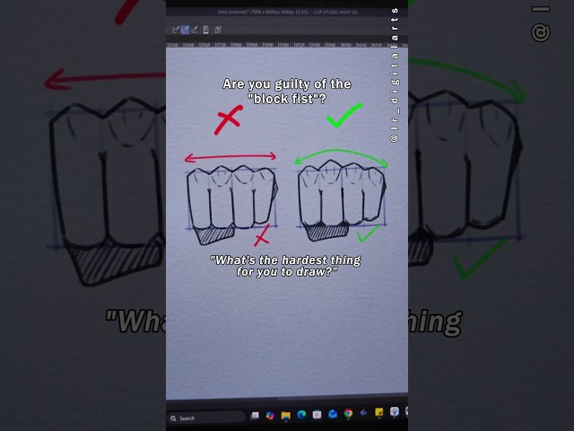 The Secret to Drawing Fists!!🤫 #digitalart #shorts #drawing #art #digitaldrawing