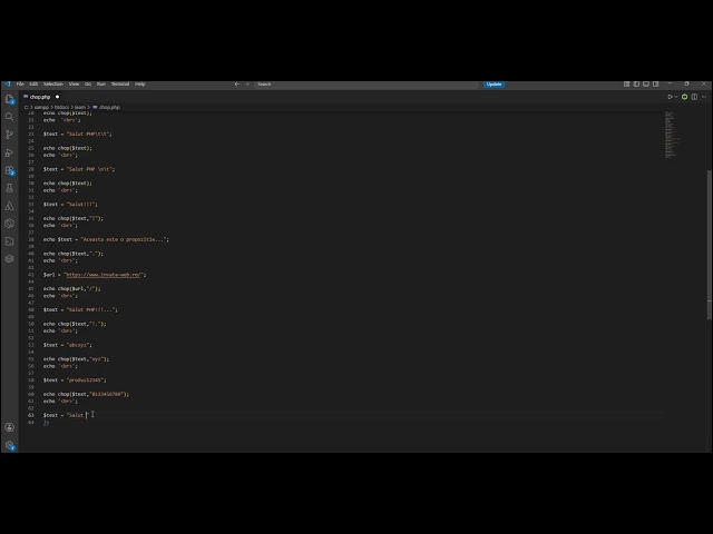 Funcția chop() în PHP – eliminarea caracterelor de la finalul unui string