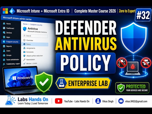 #32 Configure Microsoft Defender Antivirus Policy in Microsoft Intune | Complete Enterprise Hands-On