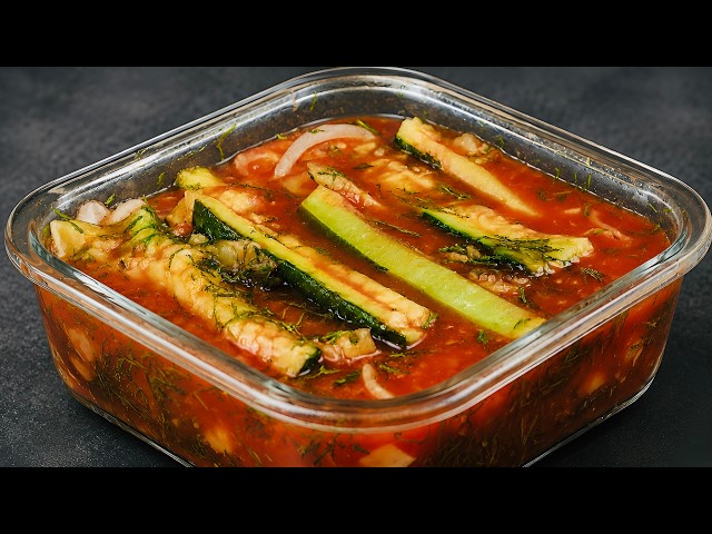 Oh my god, this is so delicious! Simply drizzle some tomato juice over the cucumbers!