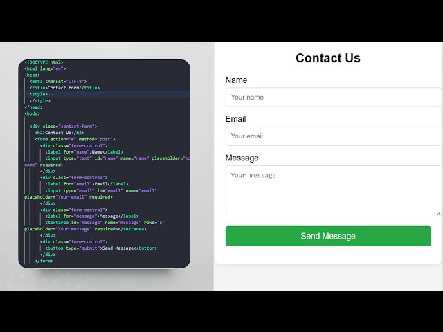 Create a Simple Contact Form Using HTML & CSS in VS Code | Beginner Web Design Tutorial
