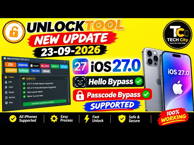 🚀 UNLOCK TOOL NEW UPDATE 2026 — A12 & A13 BYPASS SUPPORT on iOS 27.0! 🔥
