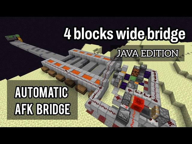 Automatic 4 Blocks Wide Bridge Builder in Minecraft Java Edition | MIX Basalt + Stone + Cobblestone