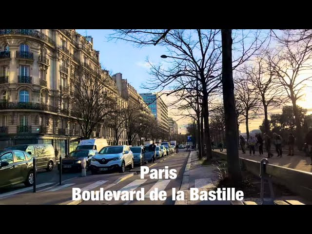 Paris city walks   Boulevard de la Bastille   Paris, France 4K