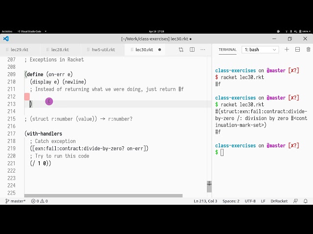 CS450 - 32 - 03. Catching exceptions in Racket