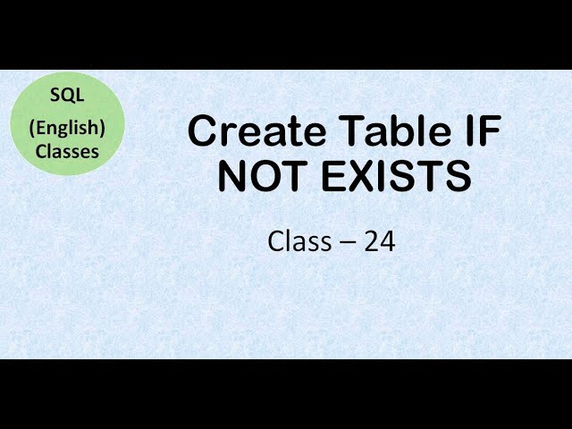 SQL English Class 24 create table if not exists