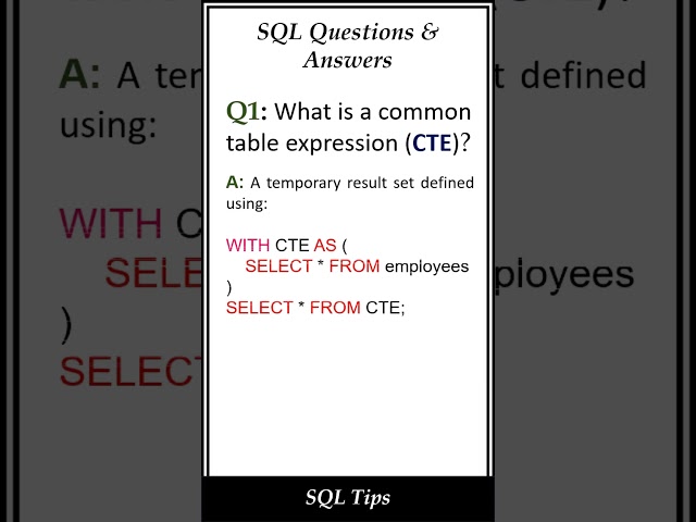 What is CTE in SQL? | Common Table Expression #sqlforbeginners #shorts