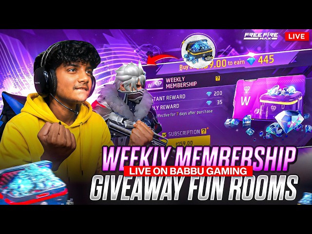 Free Fire Weekly Membership Giveaway 🎁 | Fun Rooms 🔥 | Babbu Gaming #babbugaming [1]