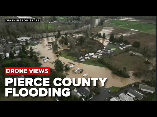 DRONE VIDEO: Flooding in Pierce County, Washington