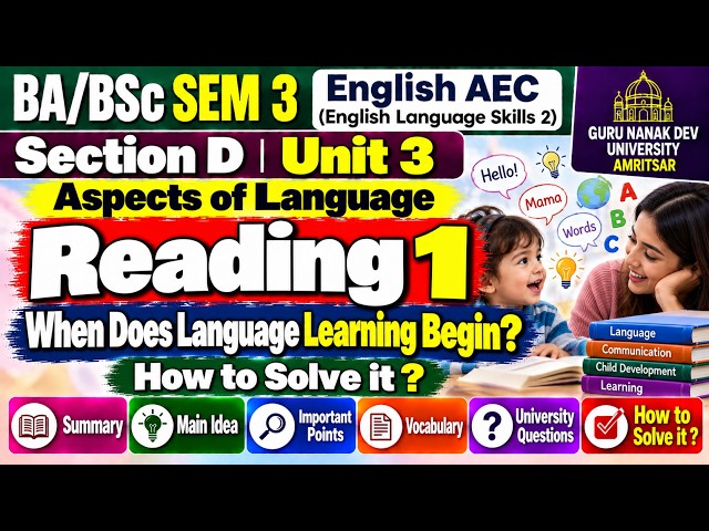 When does Language Learning begin | Aspects of Language | BA Sem 3 English Compulsory