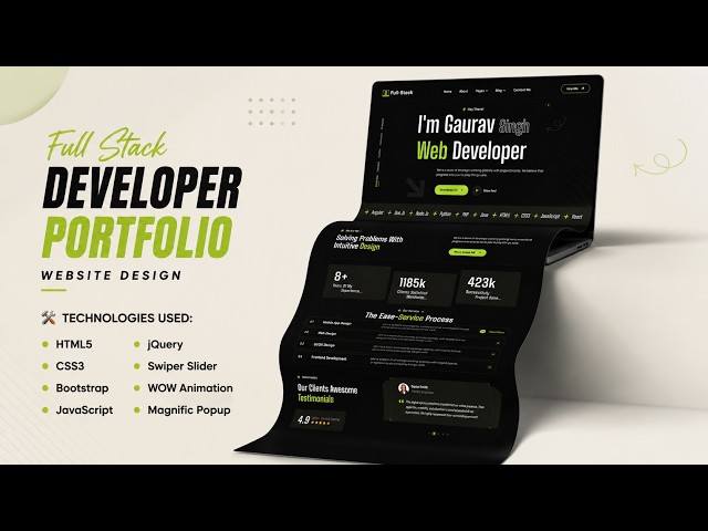 Full Stack Developer Portfolio Website Design 2026 🔥 HTML, CSS, Bootstrap & JavaScript