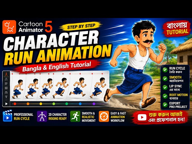 Cartoon Animator 5: Character Run Animation | Bangla & English Tutorial