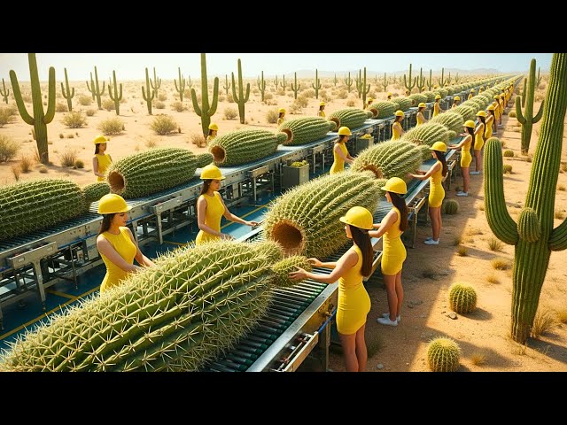 Dentro de la Mayor Fábrica de Alta Tecnología que Procesa Tallos de Cactus Frescos