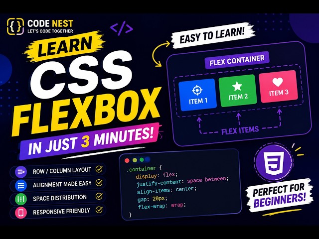 Learn CSS Flexbox in 3 Minutes | Complete Beginner Tutorial | Code Nest
