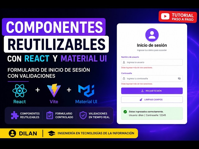 Creación de componentes reutilizables con React y Material UI | Vite + useState