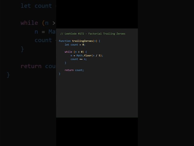 Solve LeetCode 172 Factorial Trailing Zeroes #leetcode #codewithme #developer