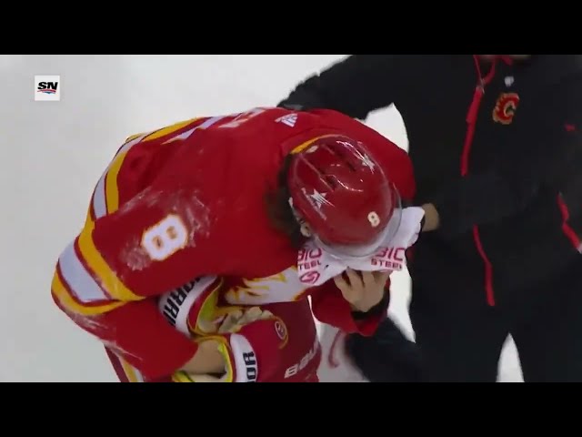 Chris Tanev Blocks a Shot With His Face Against the Golden Knights