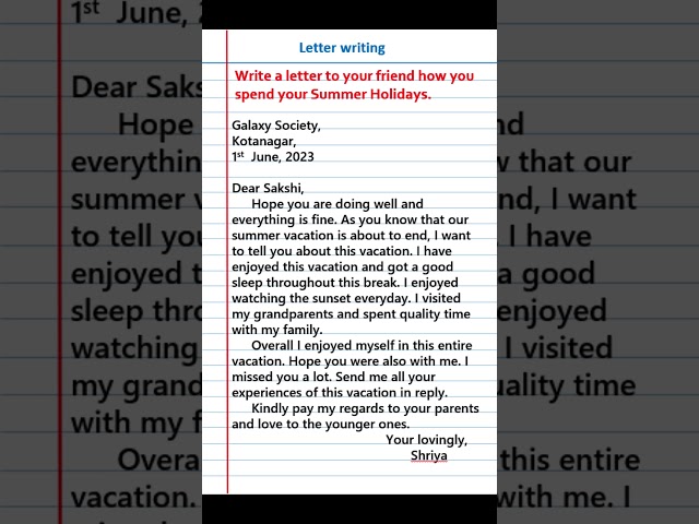 Write a letter to your friend how you spend your Summer Holidays |letter to a friend #letterwriting
