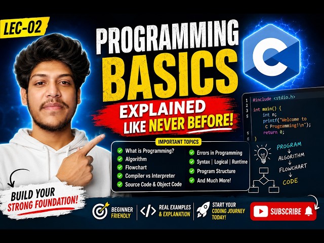 C Programming Full Course| Lecture 02 | Programming Basics Explained Like Never Before! 🔥