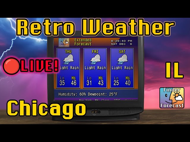 🔴 LIVE Chicago, IL Weather | Retro Weather + 90s Jazz - Relax