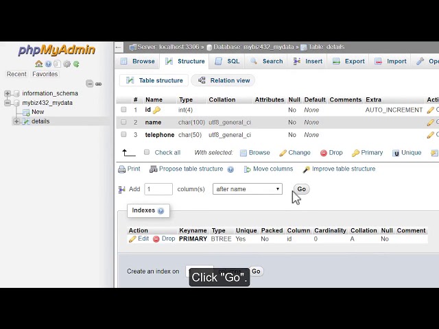 Inserting fields into database tables with phpMyAdmin - HOSTIMUL