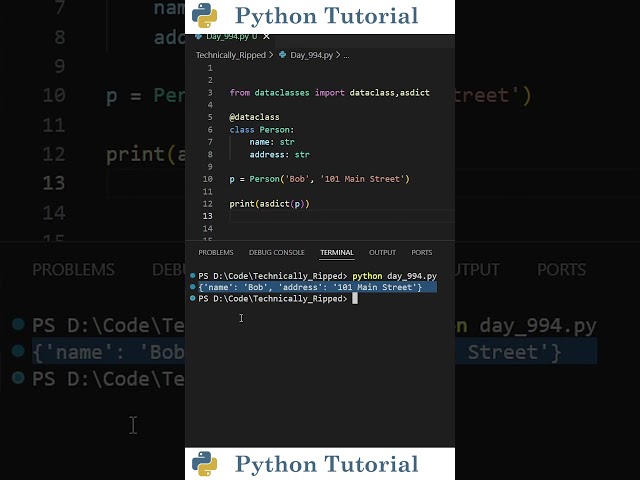 Turn a Dataclass Into a Dictionary in Python | Python Tutorial