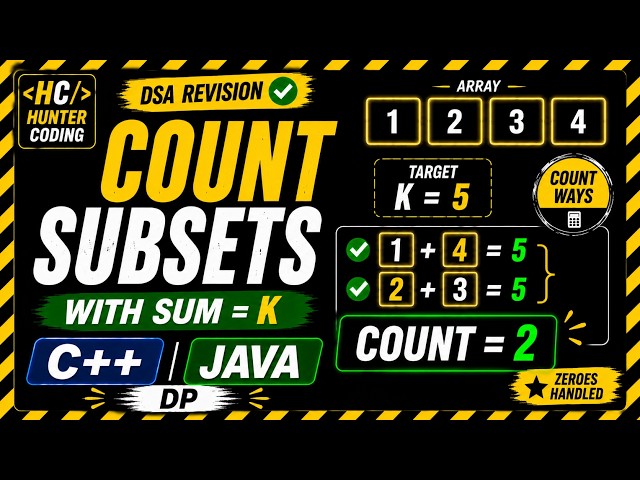 Count Subsets with Sum K | Zeroes Included | DP Revision | C++ & Java Solution