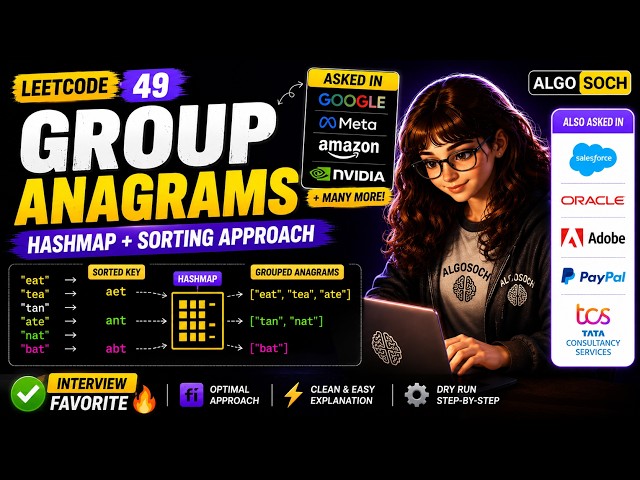 LeetCode 49 Group Anagrams | HashMap + Sorting Approach | Important Strings Interview Question| Java